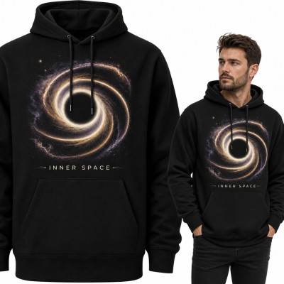 Bluza męska z kapturem - galaktyka i czarna dziura „Inner space” dla miłośnika kosmosu