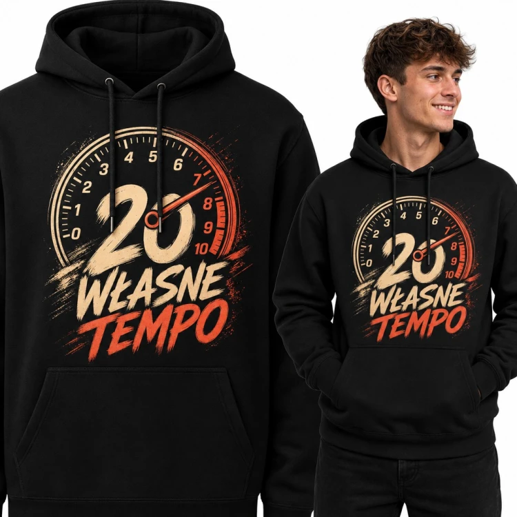 Bluza męska z kapturem „20 własne tempo” - licznik prędkości na 20 urodziny