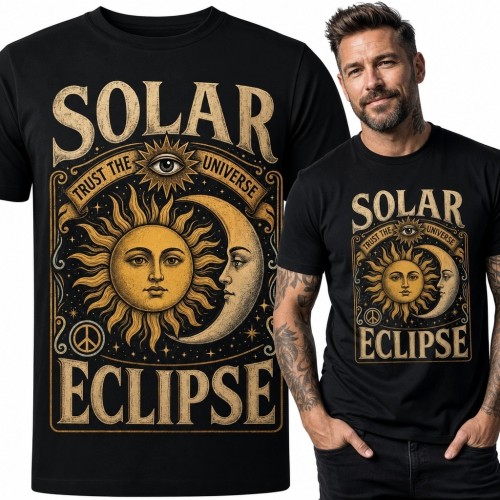 Koszulka męska „Solar Eclipse” - słońce, księżyc i mistyczne oko