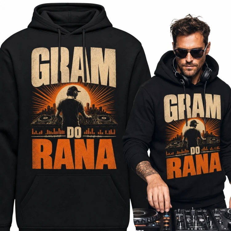 Bluza męska z kapturem - DJ za konsoletą „Gram do rana”