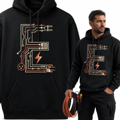 Bluza męska z kapturem - litera E z przewodów i wtyczki dla elektryka