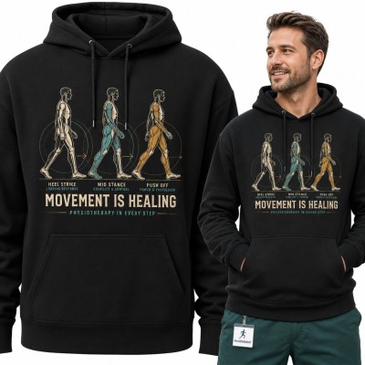 Bluza męska z kapturem - „Movement is healing” fazy chodu dla fizjoterapeuty