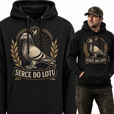 Bluza męska z kapturem - gołąb pocztowy „Serce do lotu” dla hodowcy gołębi