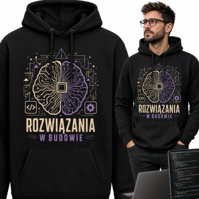 Bluza męska z kapturem - mózg z układem scalonym „Rozwiązania w budowie” dla programisty