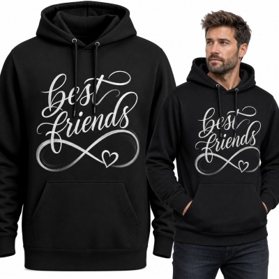 Bluza męska z kapturem „Best friends” - znak nieskończoności z sercem