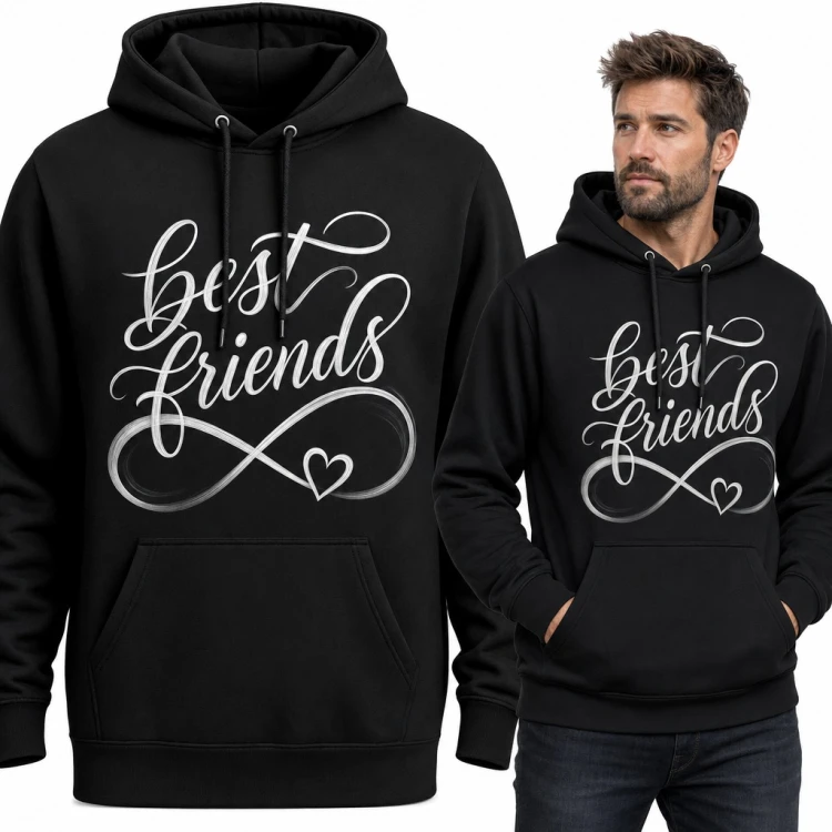 Bluza męska z kapturem „Best friends” - znak nieskończoności z sercem