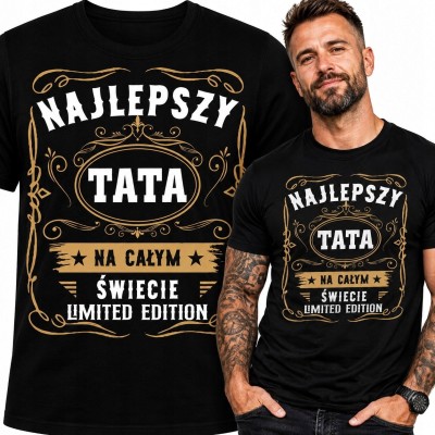 Koszulka męska dla taty „Najlepszy tata na całym świecie” - nadruk retro