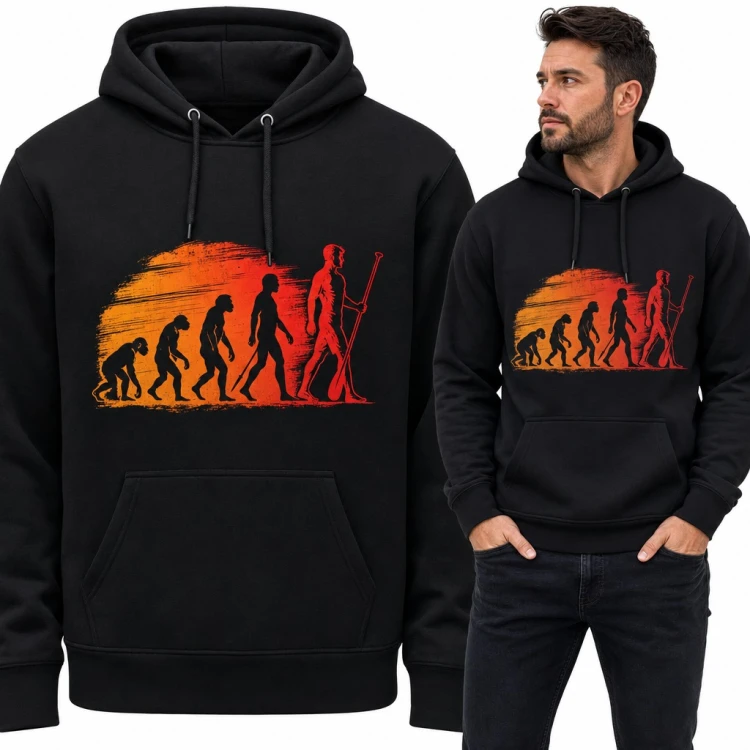 Bluza męska z kapturem - ewolucja człowieka do kajakarza z wiosłem