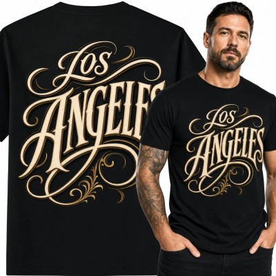 Koszulka męska z napisem „Los Angeles” - miejski styl retro