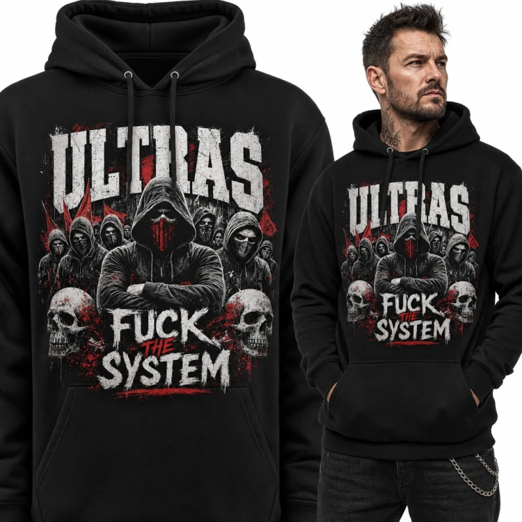 Bluza męska z kapturem „Ultras” - zamaskowana ekipa z trybun i czaszki