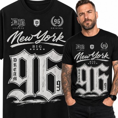 Koszulka męska „New York” z gotycką liczbą „96” - miejski nadruk