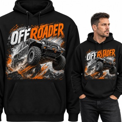 Bluza męska z kapturem - „Offroader” z terenówką 4x4 w skoku