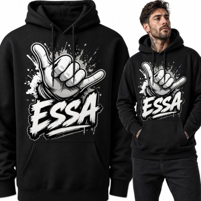 Bluza męska z kapturem „Essa” - dłoń w geście shaka w stylu graffiti