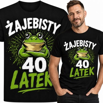 Koszulka męska z żabą „Żajebisty 40 latek” na 40 urodziny