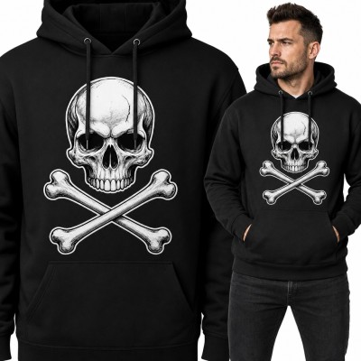 Bluza męska z kapturem - czaszka ze skrzyżowanymi piszczelami w stylu pirackim