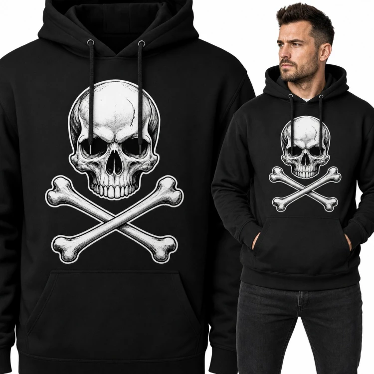 Bluza męska z kapturem - czaszka ze skrzyżowanymi piszczelami w stylu pirackim