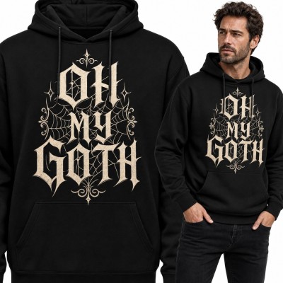 Bluza męska z kapturem „Oh my Goth” - gotycki napis z pajęczyną