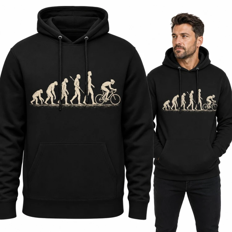 Bluza męska z kapturem - ewolucja człowieka do kolarza na szosówce dla rowerzysty