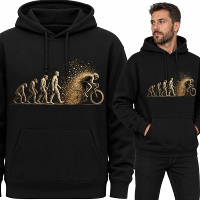 Bluza męska z kapturem - ewolucja człowieka w kolarza na rowerze szosowym
