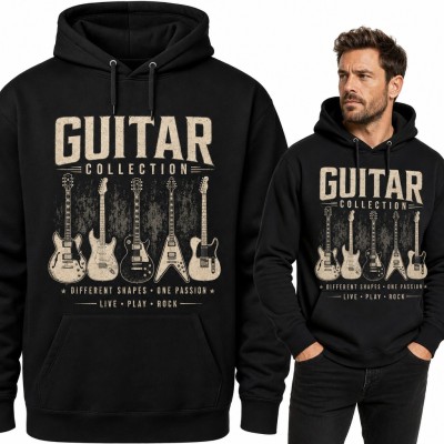 Bluza męska z kapturem „Guitar collection” - pięć gitar elektrycznych dla gitarzysty