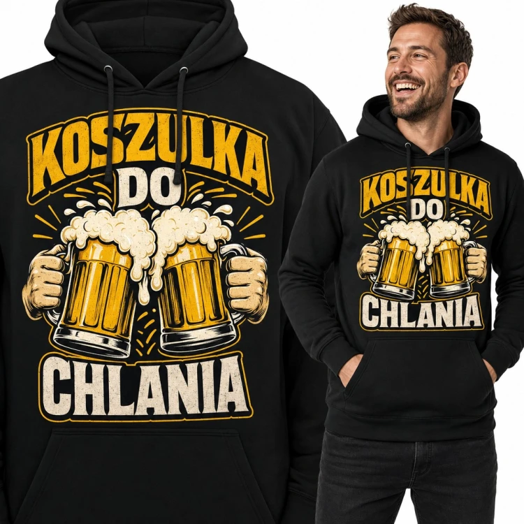 Bluza męska z kapturem „Koszulka do chlania” - dwa kufle piwa