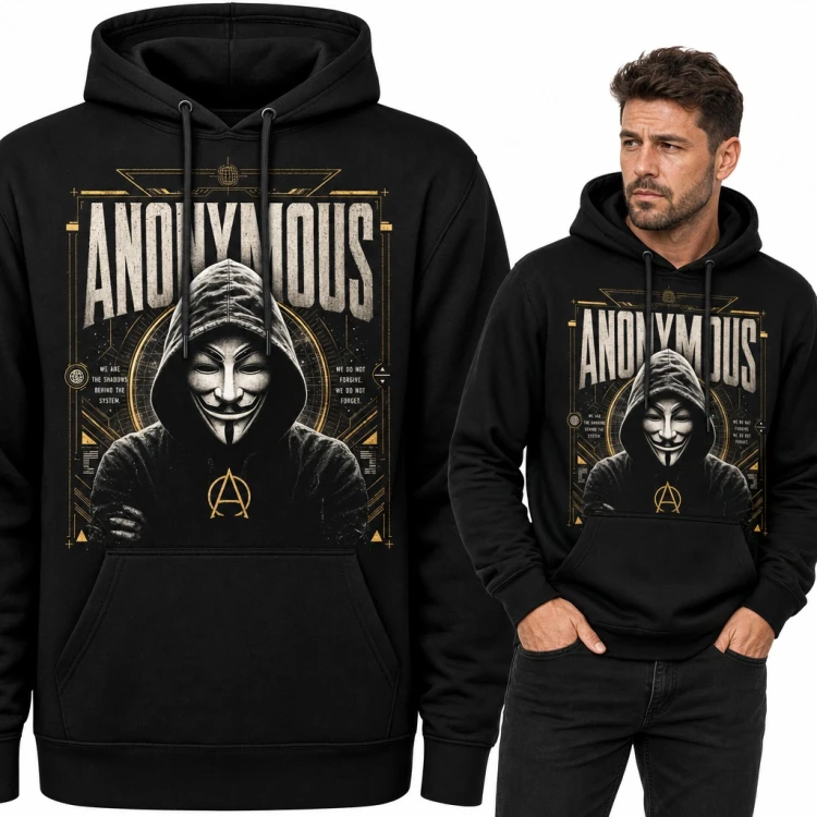 Bluza męska z kapturem - „Anonymous” z hakerem w masce Guya Fawkesa