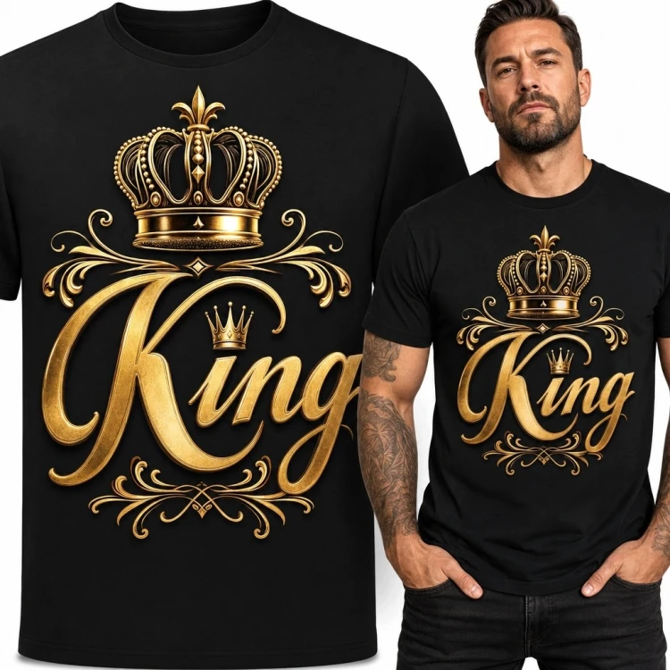 Koszulka męska z koroną i napisem „King” - królewski motyw