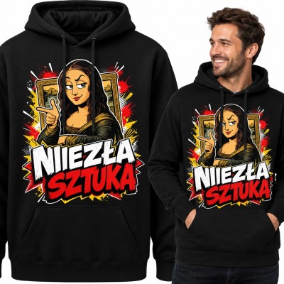 Bluza męska z kapturem - Mona Lisa pop-art „Niezła sztuka”