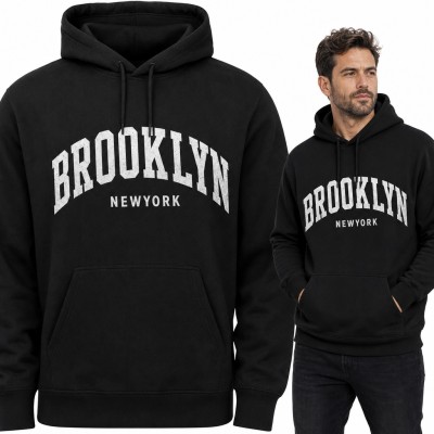Bluza męska z kapturem „Brooklyn Newyork” - napis w stylu college