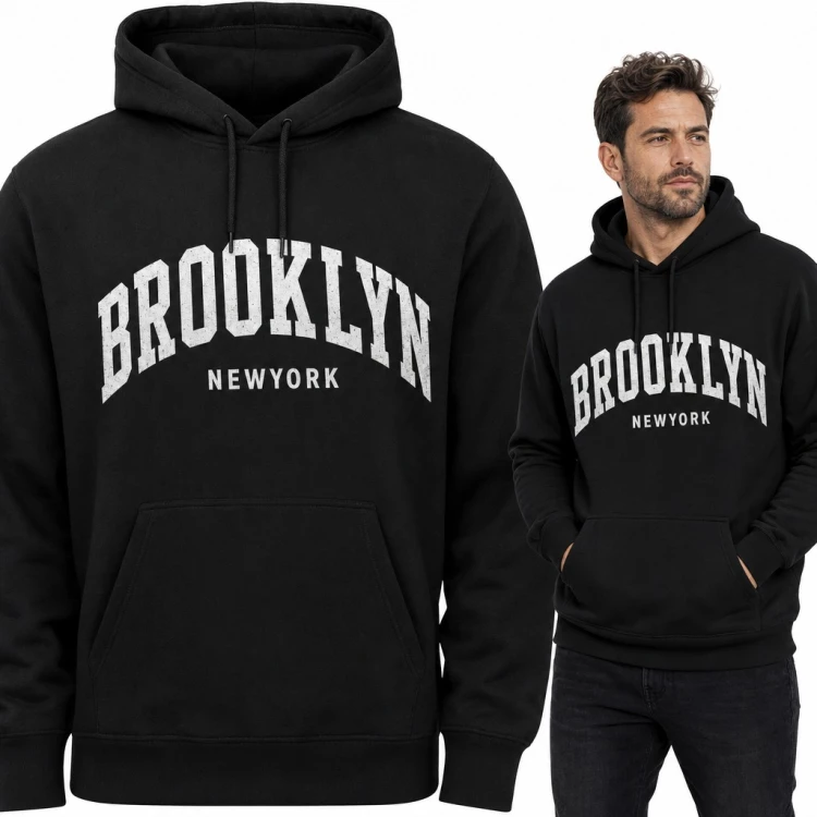 Bluza męska z kapturem „Brooklyn Newyork” - napis w stylu college