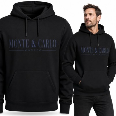Bluza męska z kapturem „Monte & Carlo” - elegancki napis Monaco w stylu old money