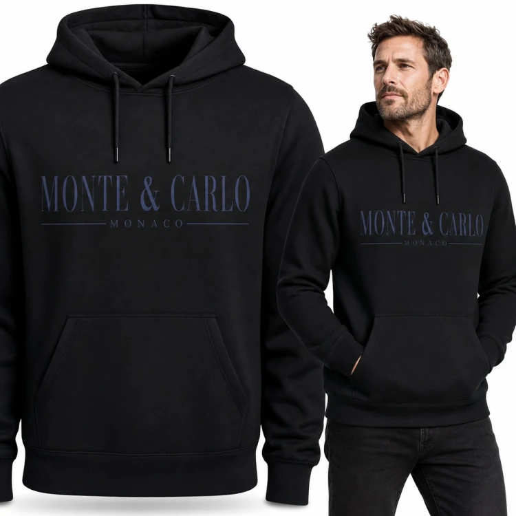 Bluza męska z kapturem „Monte & Carlo” - elegancki napis Monaco w stylu old money