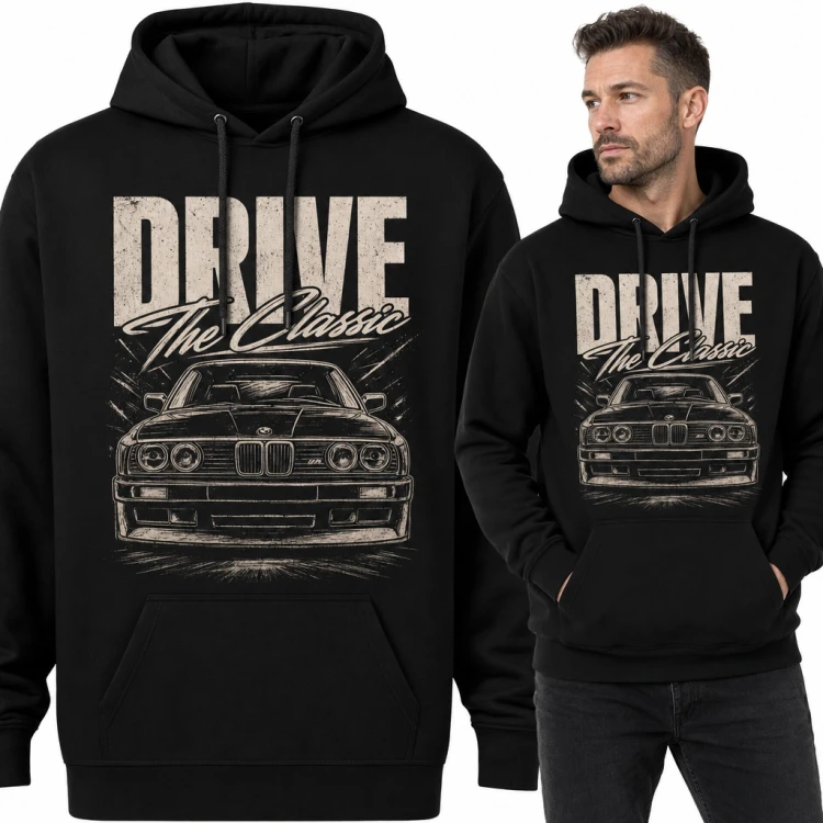 Bluza męska z kapturem „Drive the Classic” - klasyczne auto youngtimer