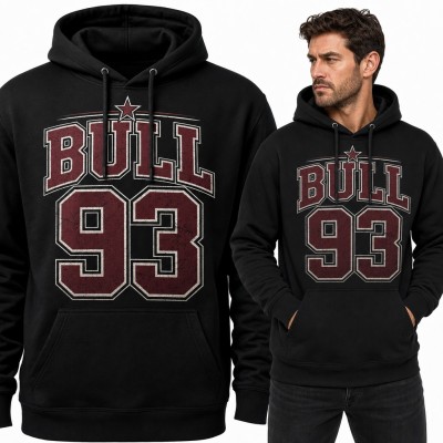 Bluza męska z kapturem „Bull 93” - koszykarski numer w stylu varsity