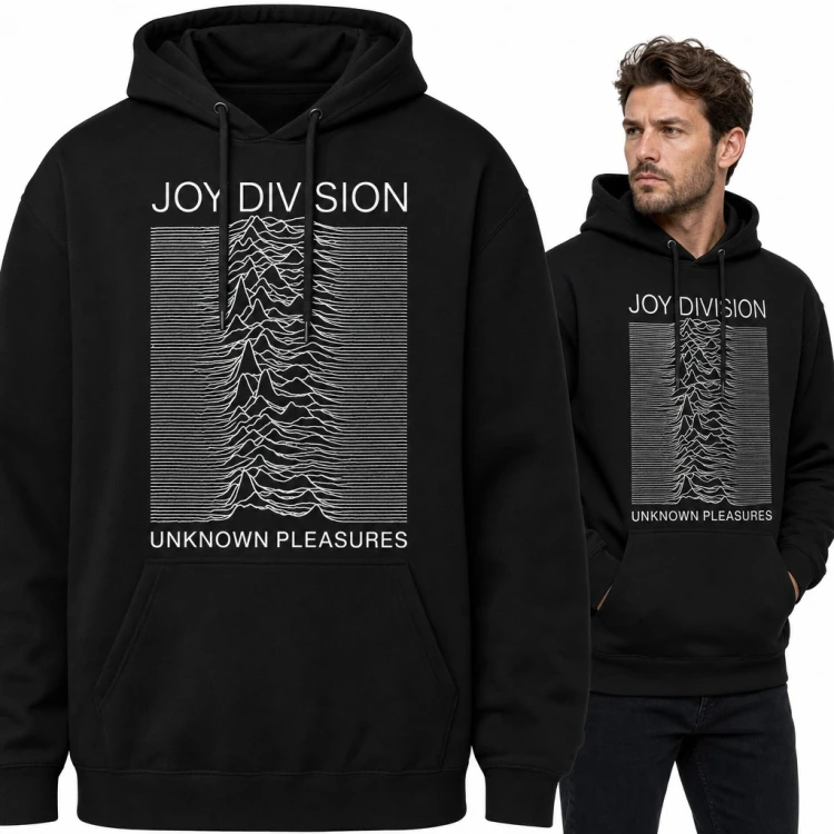 Bluza męska z kapturem „Joy Division Unknown Pleasures” - fale pulsara z okładki post-punk
