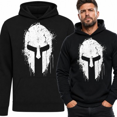Bluza męska z kapturem - spartański hełm w stylu grunge