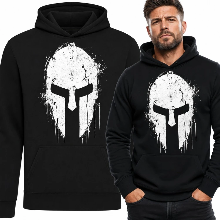 Bluza męska z kapturem - spartański hełm w stylu grunge