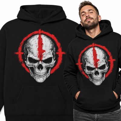 Bluza męska z kapturem - czaszka w czerwonym celowniku