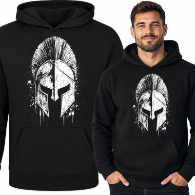 Bluza męska z kapturem - spartański hełm wojownika w stylu grunge