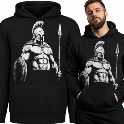 Bluza męska z kapturem - Spartanin w hełmie z pióropuszem
