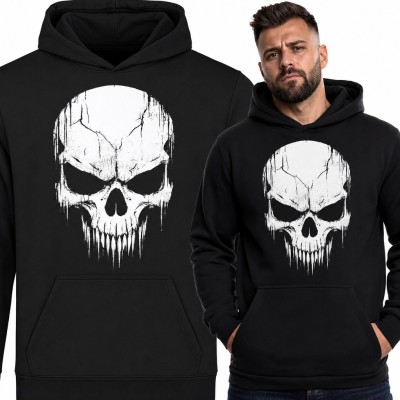 Bluza męska z kapturem - groźna czaszka z ociekającymi krawędziami