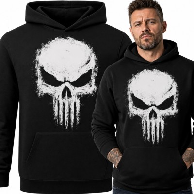 Bluza męska z kapturem - mroczna czacha w stylu militarnym