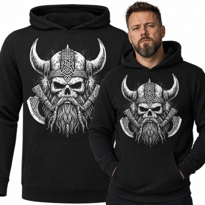 Bluza męska z kapturem - brodaty wiking z celtyckimi zdobieniami
