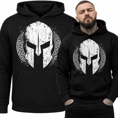 Bluza męska z kapturem - spartański hełm z greckim meandrem