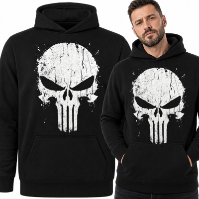 Bluza męska z kapturem - spękana czaszka skull w stylu grunge