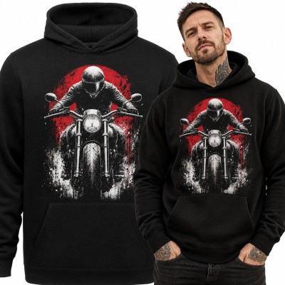 Bluza męska z kapturem dla motocyklisty - biker na chopperze