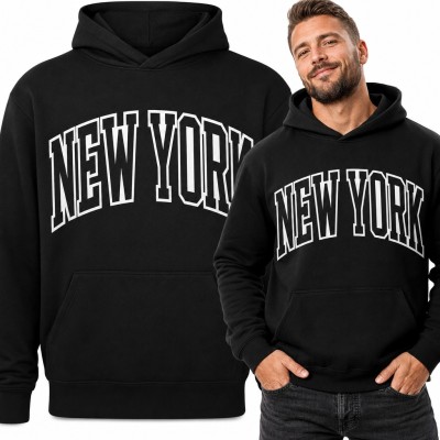 Bluza męska z kapturem - „New York” w stylu college