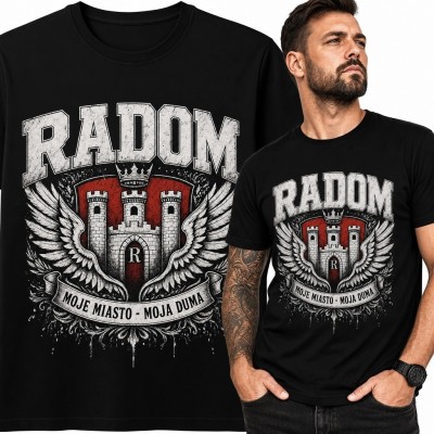 Koszulka męska „Radom” i „Moje miasto - moja duma” - heraldyczny wzór vintage