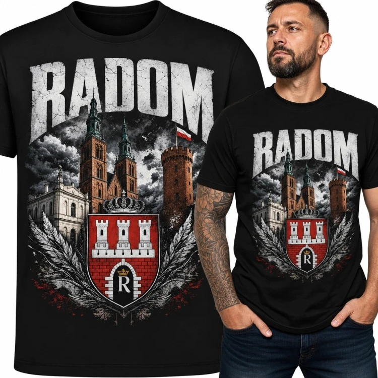 Koszulka męska z herbem i architekturą Radomia „Radom”