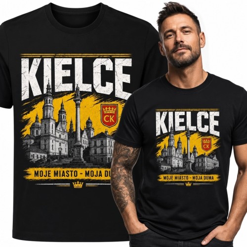 Koszulka męska z panoramą Kielc - „Kielce”